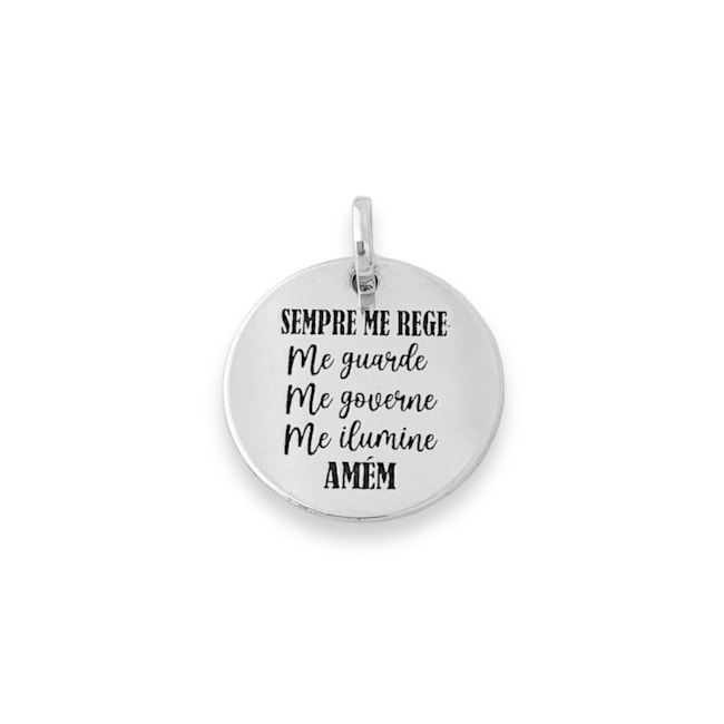 Pingente Medalha Sempre Me Rege, Me Guarde, Me Governe, Me Ilumine, Amém