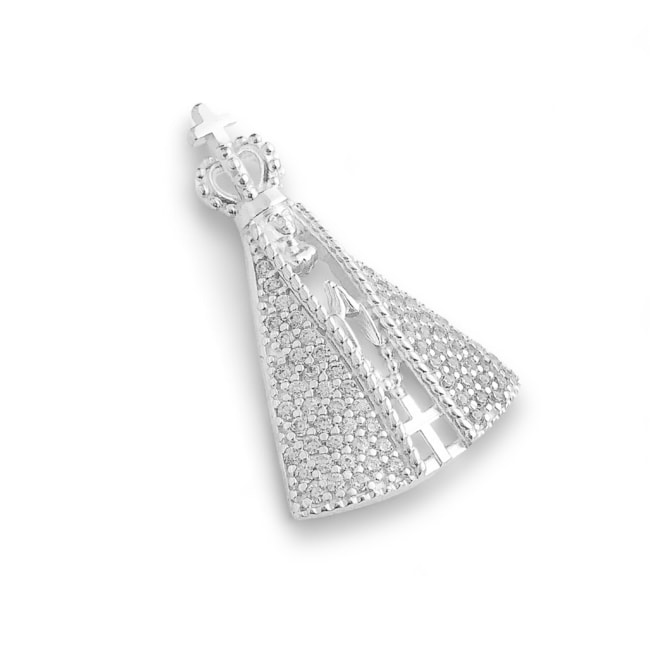 Pingente Nossa Senhora de Aparecida Cravejada com Zircônias