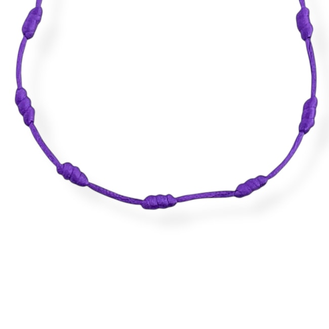 Pulseira 7 Nós da Sabedoria Roxa Ajustável - 24cm