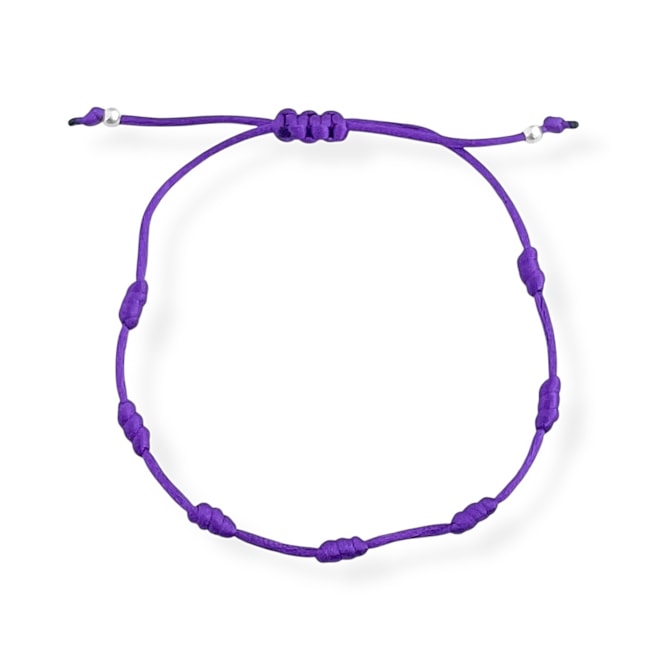 Pulseira 7 Nós da Sabedoria Roxa Ajustável - 24cm