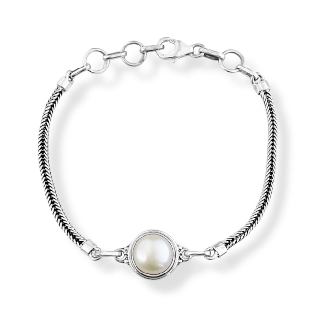 Pulseira Boho com Pérola Redonda - 16,5cm