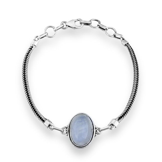 Pulseira Boho Oval com Pedra da Lua - 16,5cm
