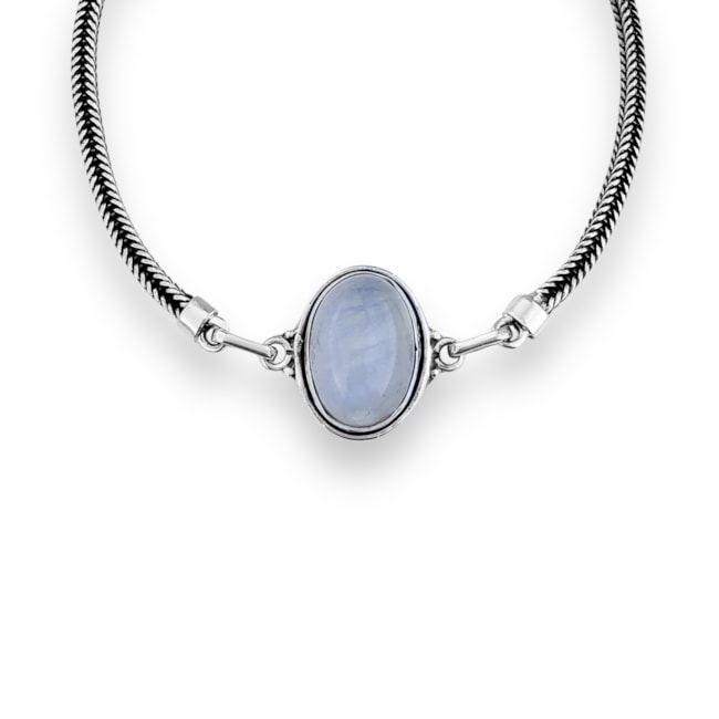 Pulseira Boho Oval com Pedra da Lua - 16,5cm