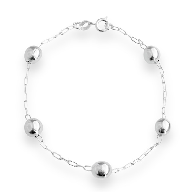 Pulseira Branca com Bolinhas - 19cm