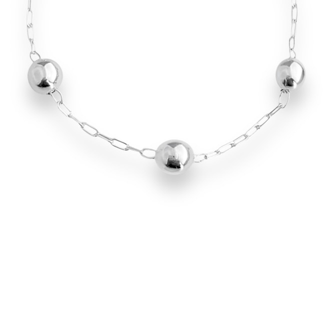 Pulseira Branca com Bolinhas - 19cm