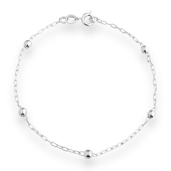 Pulseira Branca com Bolinhas - 19cm