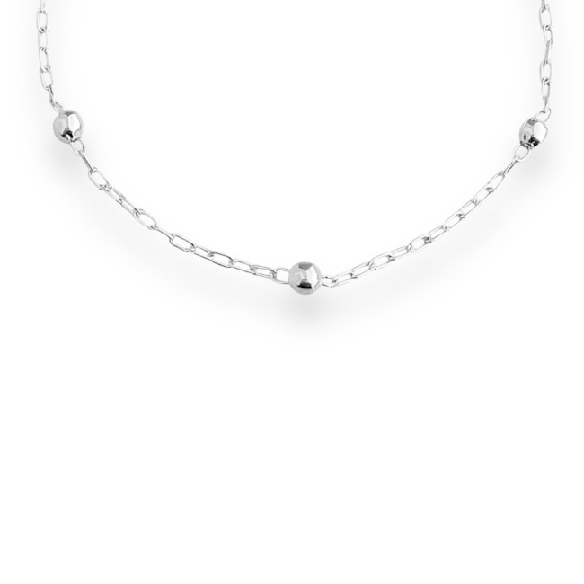 Pulseira Branca com Bolinhas - 19cm