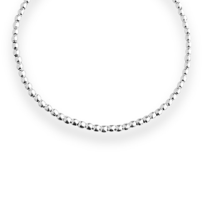 Pulseira Branca de Bolinhas Levemente Achatadas - 19cm