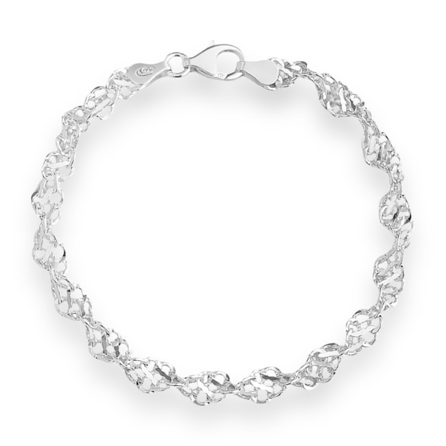 Pulseira Branca de Elos Entrelaçados Torcido - 19cm