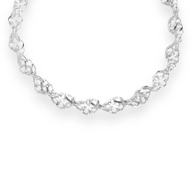 Pulseira Branca de Elos Entrelaçados Torcido - 19cm