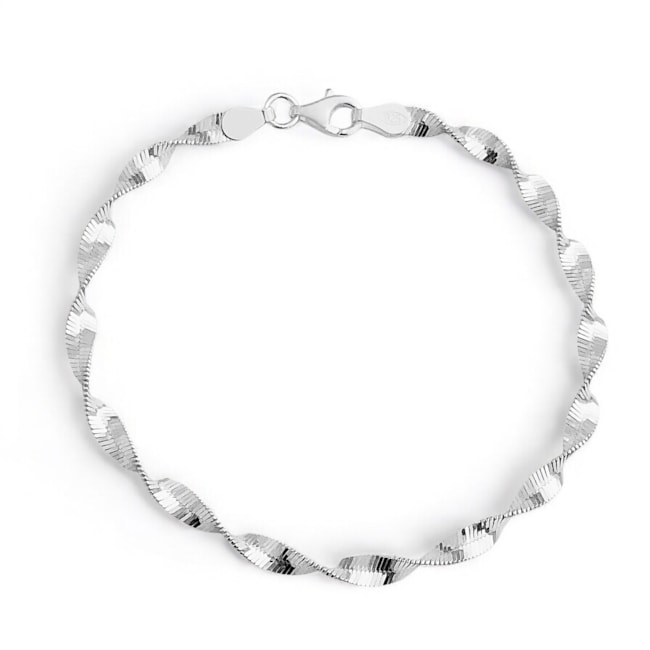 Pulseira Branca Laminada Torcida - 18,5cm