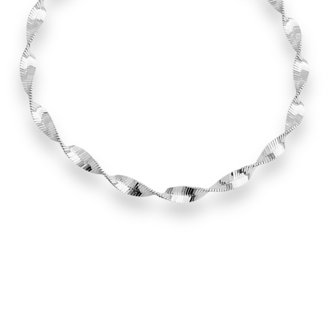 Pulseira Branca Laminada Torcida - 18,5cm