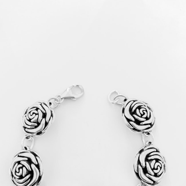 Pulseira com 6 Rosas Grandes em Eletroformação -19cm