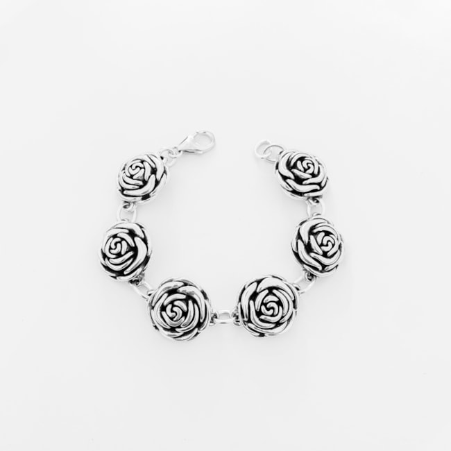 Pulseira com 6 Rosas Grandes em Eletroformação -19cm