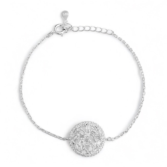 Pulseira com Círculo em Vidrilhos e Borda Cravejada de Zircônia - 15cm