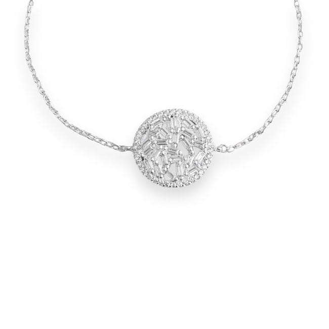 Pulseira com Círculo em Vidrilhos e Borda Cravejada de Zircônia - 15cm