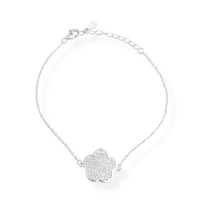 Pulseira com Flor Cravejada 
