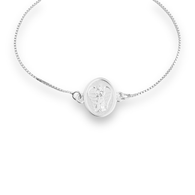 Pulseira com Medalha do Arcanjo Rafael em Relevo - 16cm