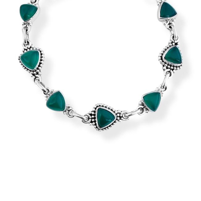 Pulseira com Pedra Jade Trabalhada - 17cm
