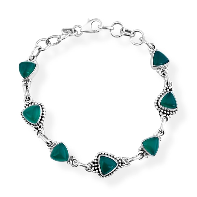 Pulseira com Pedra Jade Trabalhada - 17cm