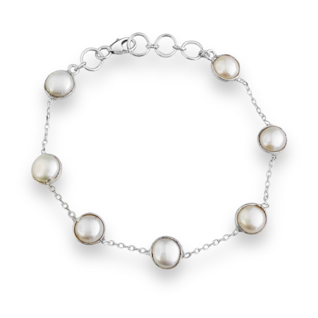Pulseira com Pedra Redonda em Pérola - 17cm 