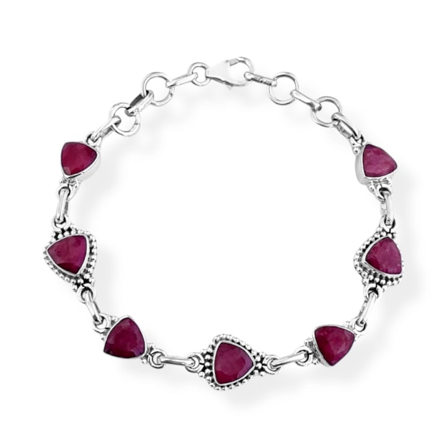 Pulseira com Pedra Rubi Trabalhada - 17cm
