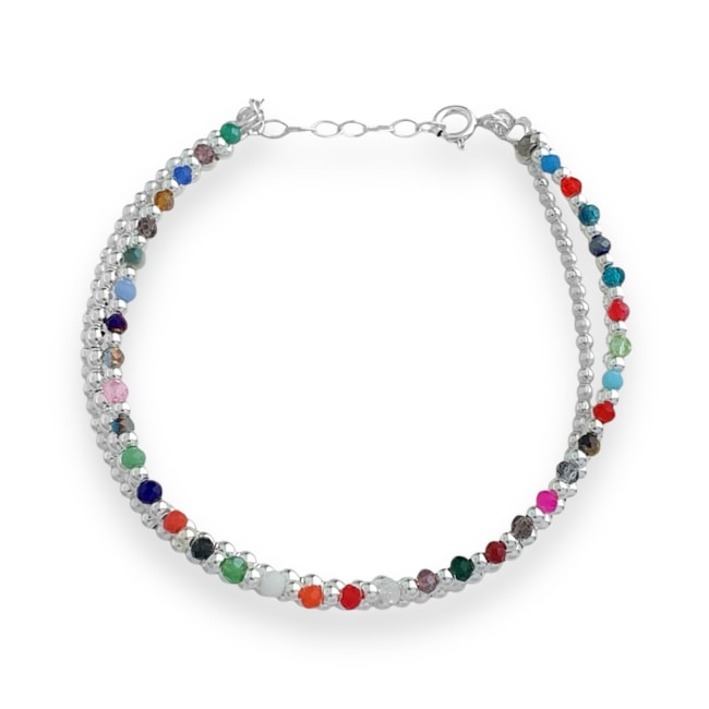 Pulseira com Pedrinhas Coloridas