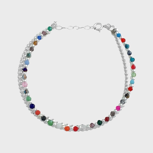 Pulseira com Pedrinhas Coloridas