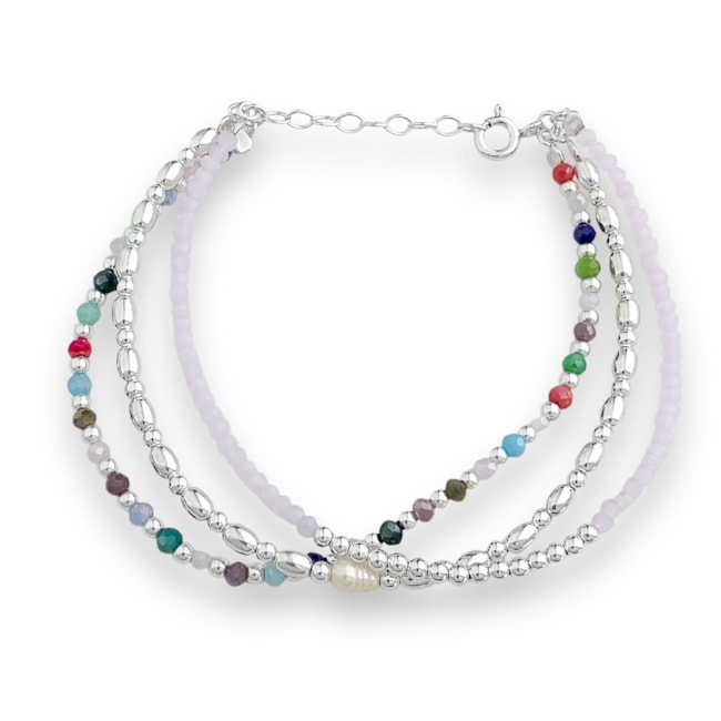 Pulseira com Pedrinhas Coloridas