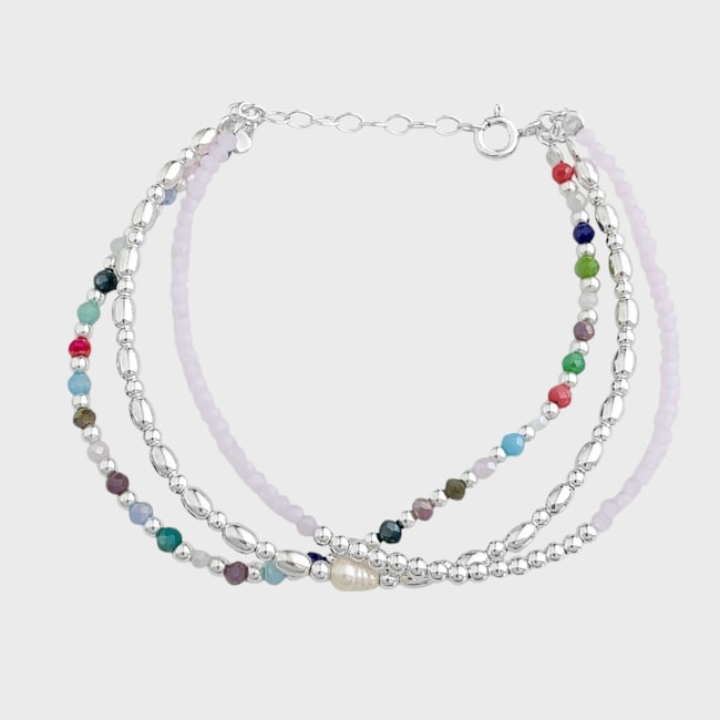 Pulseira com Pedrinhs Coloridas 