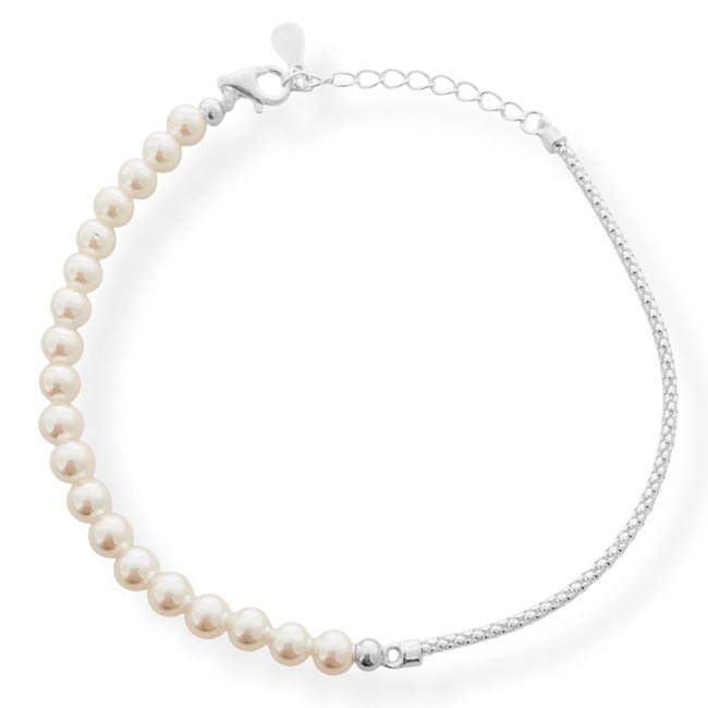 Pulseira com Pérolas de um Lado e Lisa do outro - 17,5cm
