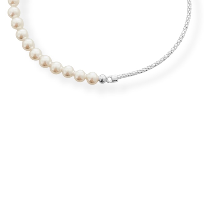 Pulseira com Pérolas de um Lado e Lisa do outro - 17,5cm