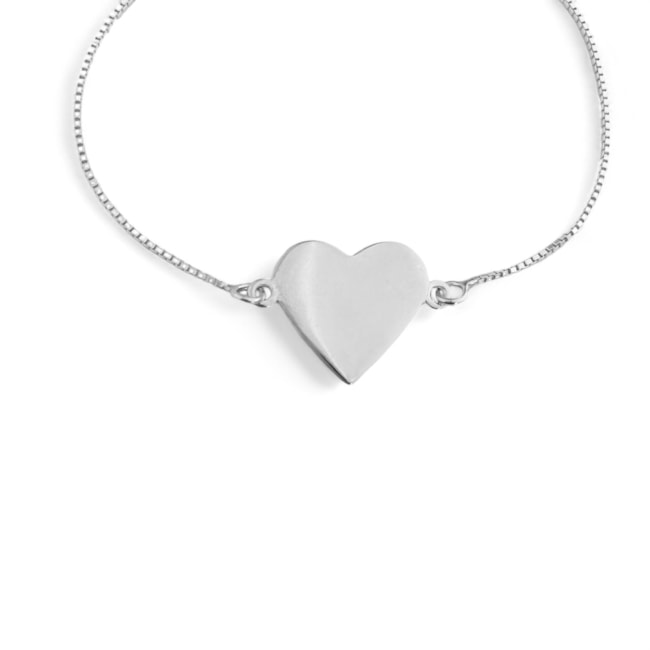 Pulseira com Pingente de Coração Liso - 16cm
