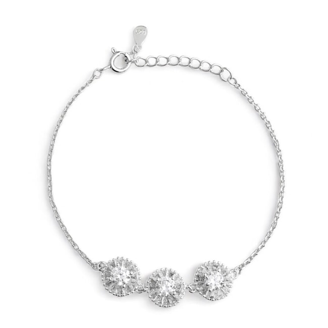 Pulseira com Pingentes de Zircônia Cristal com Bordas em Vidrilhos - 15cm