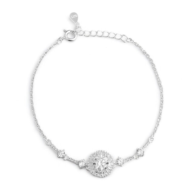 Pulseira com Ponto de Luz Redondo Cravejados de Zircônia Cristal e Vidrilhos - 15cm