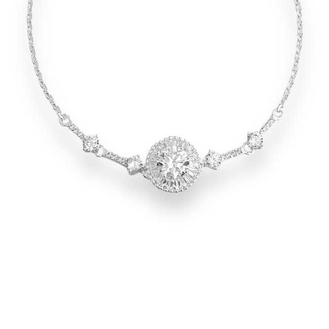 Pulseira com Ponto de Luz Redondo Cravejados de Zircônia Cristal e Vidrilhos - 15cm