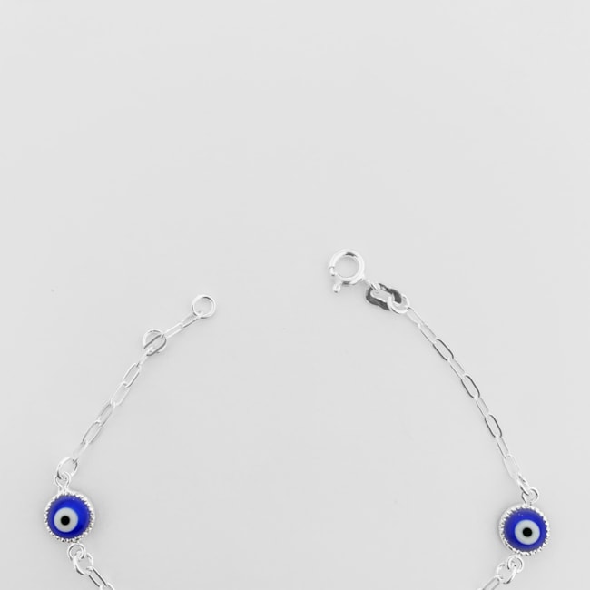 Pulseira com Três Olhos Gregos Azuis - 19cm