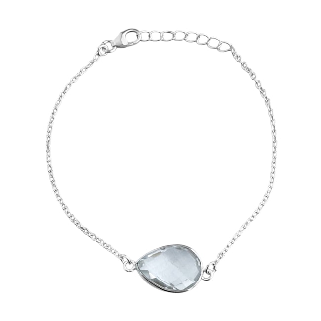 Pulseira com Zircônia Cristal em Formato de Gota - 16,5cm 