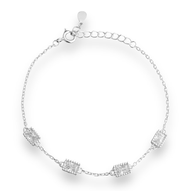 Pulseira com Zircônia Cristal Quadrada - 16cm