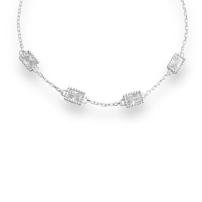 Pulseira com Zircônia Cristal Quadrada - 16cm