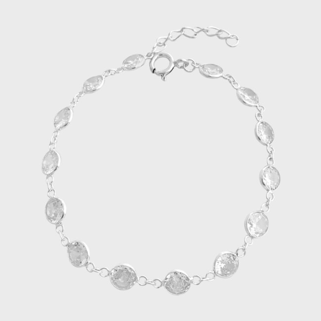 Pulseira com Zircônia Cristal Transparente - 19cm