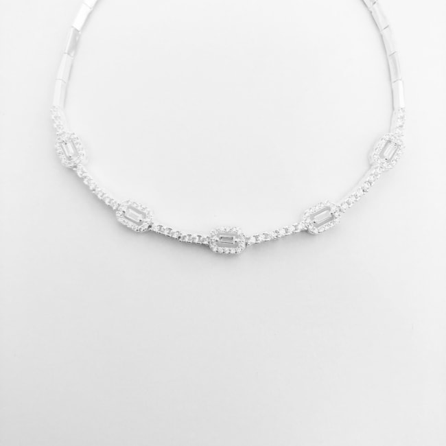 Pulseira com Zircônia Transparente - 17,5cm 