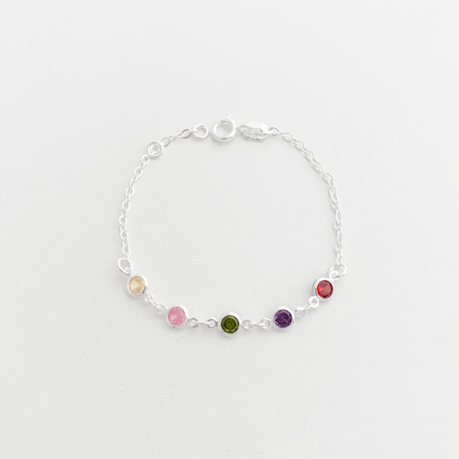 Pulseira com Zircônias Coloridas - 15cm