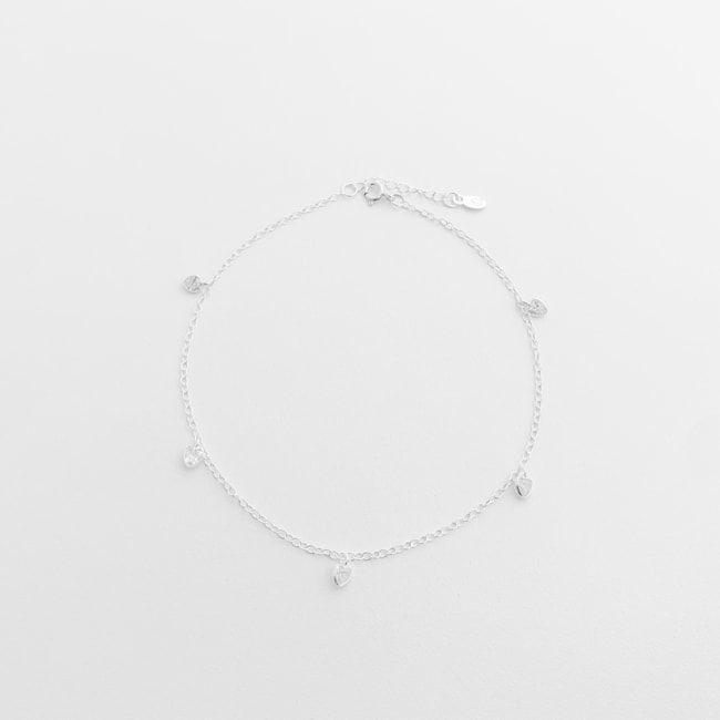 Pulseira com Zircônias de Coração - 17cm