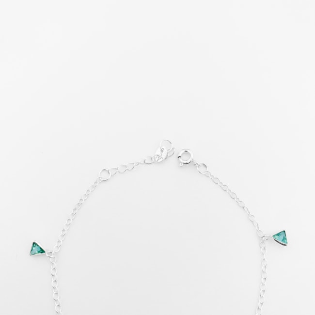 Pulseira com Zircônias de Triângulo Verde Água – 17cm