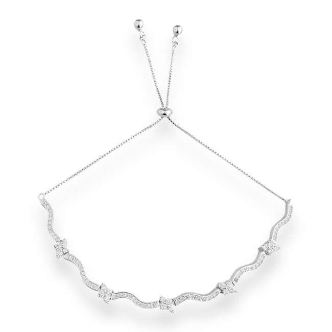 Pulseira Cravejada de Zircônia Cristal Ajustável - 27cm