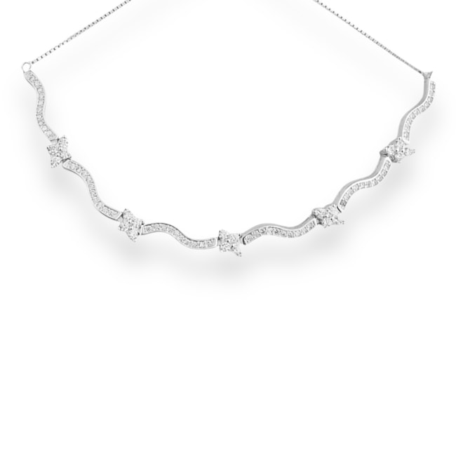 Pulseira Cravejada de Zircônia Cristal Ajustável - 27cm