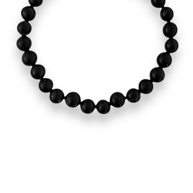 Pulseira de Ágata Preta Mesclada com Fecho Palito - 17cm