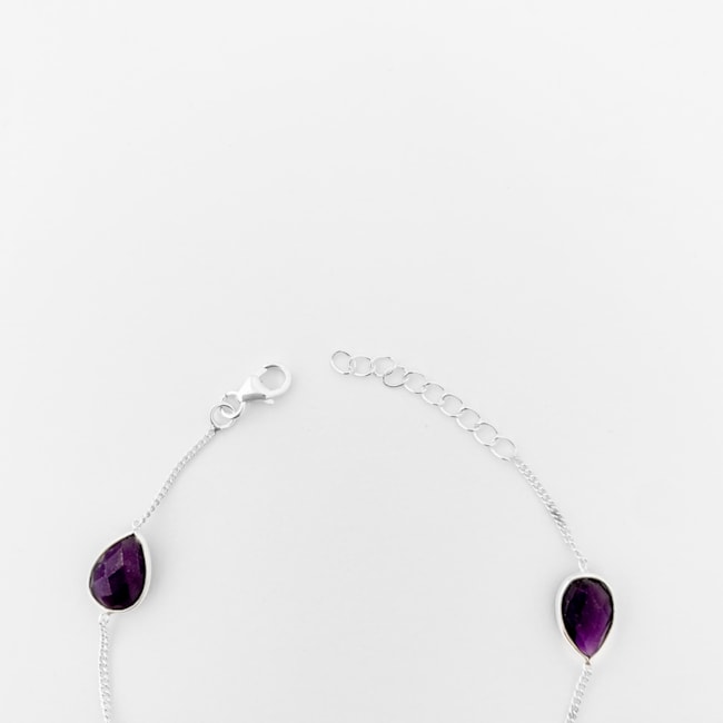 Pulseira de Ametista em Gota - 18cm