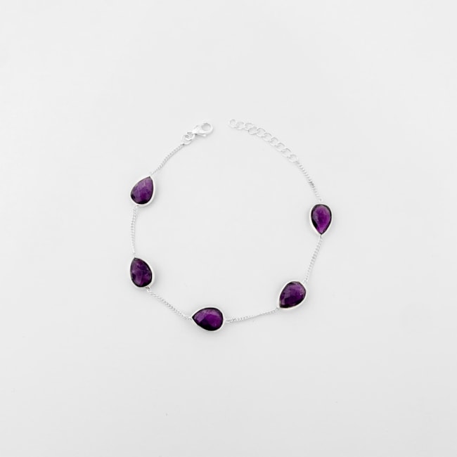 Pulseira de Ametista em Gota - 18cm